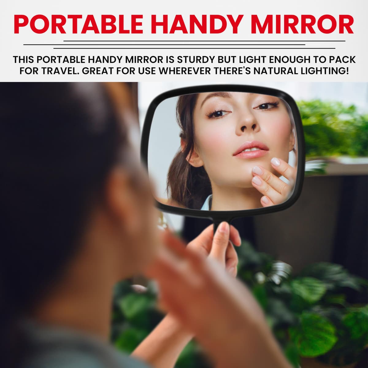 Mirrorvana Espejo de Mano con Mango ergonómico, Espejo de Mano para Maquillaje, Cortes de Pelo en el hogar, Uso Dental y peluquería, 8 x 11 Pulgadas (Negro) — view 4