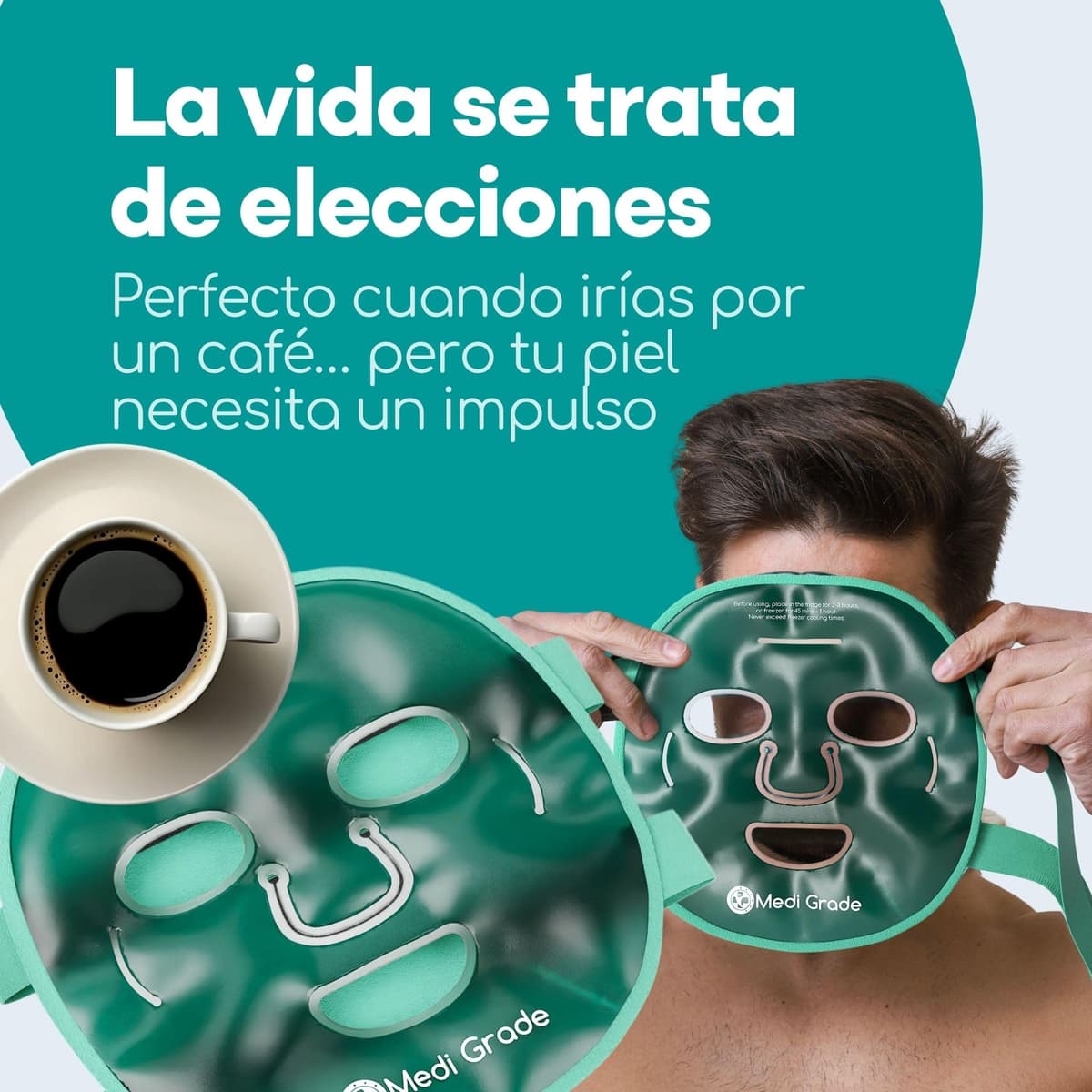 Antifaz de Gel Frío y Mascara para Ojos – Tecnología de Gel Facial de Medi Grade – Set para Cuidado Facial de Mujer y Hombre, Mascara de Frio para Cara Ojos y Anti Ojeras — view 9