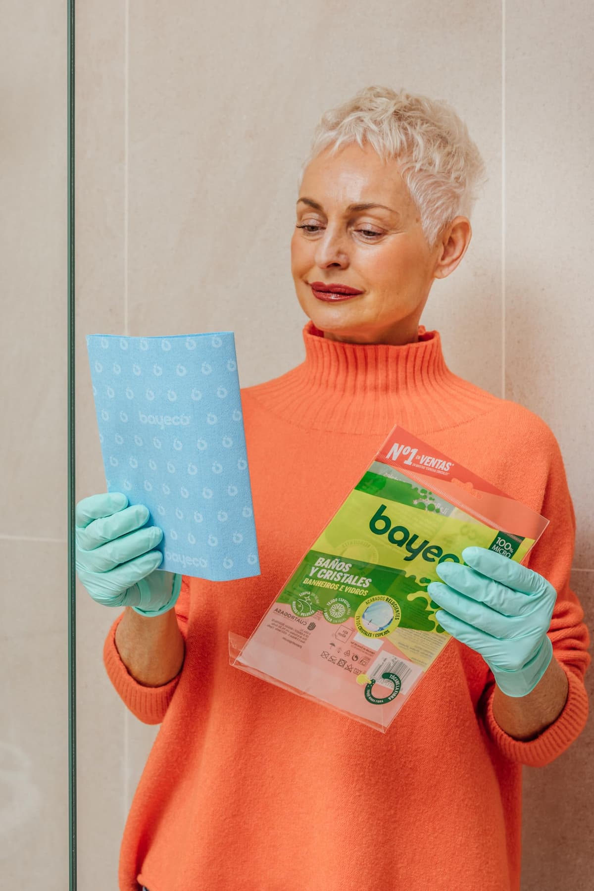 Bayeco - Bayeta cristales y baños - Solución perfecta para espejos, cristales y limpieza del baño - Bayeta microfibra con gran capacidad de absorción - No deja marcas y pelusas - 1 unidad — view 4
