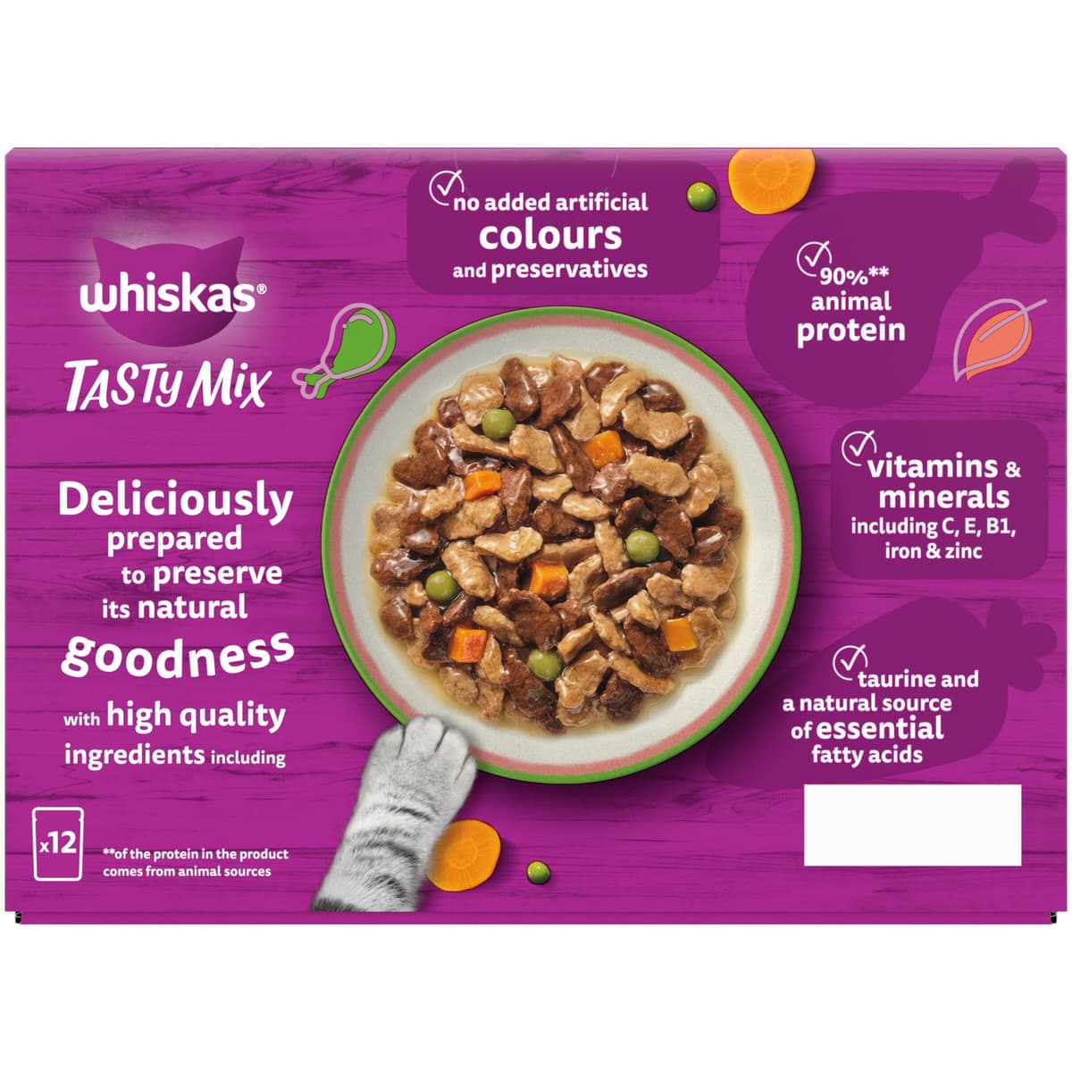 WHISKAS TASTY MIX Adult Wet Cat Food in Gravy 12x85g Chefs Choice (Pack of 4) — view 3