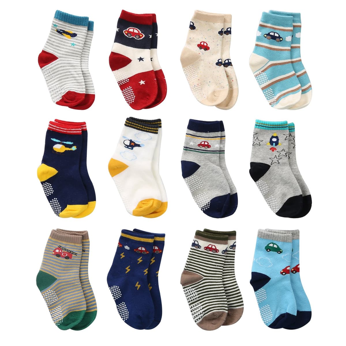 12 Pares para Algodón Niños Pequeños Antideslizantes Calcetines, Algodón Calcetines Antideslizantes para Niños — view 6