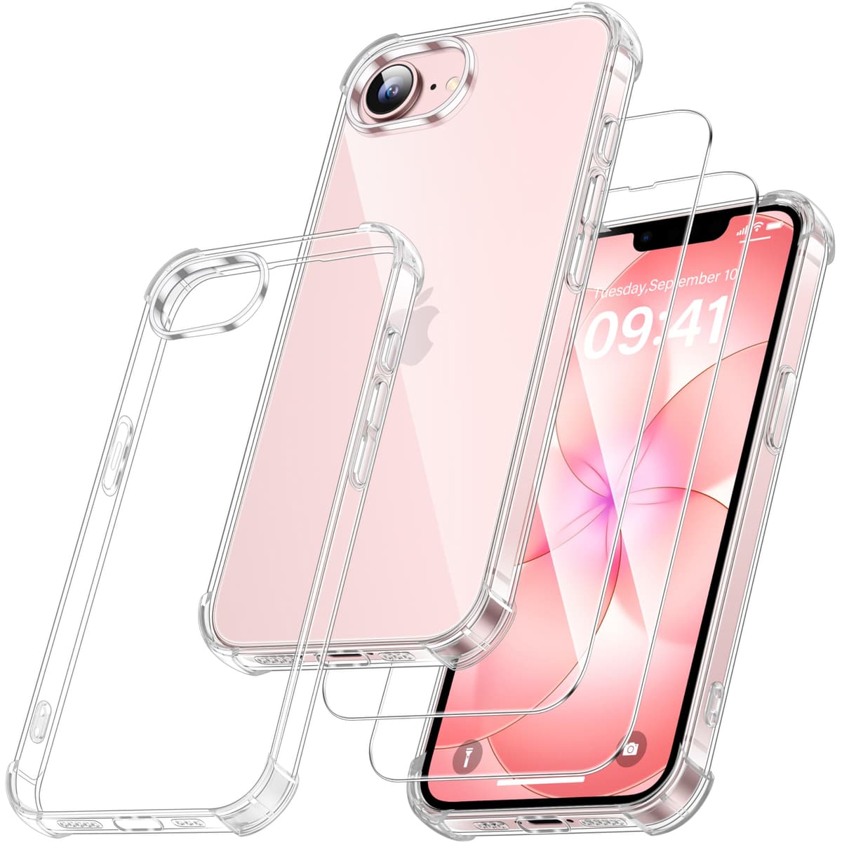 FLLAO 4 en 1 Funda para iPhone 15 con 2 Protector Pantalla y 1 Protector Lente Cámara, [Almohadilla de Aire integrada] Antigolpes Antiarañazos Carcasa 6,1 Pulgadas, Transparente — view 113