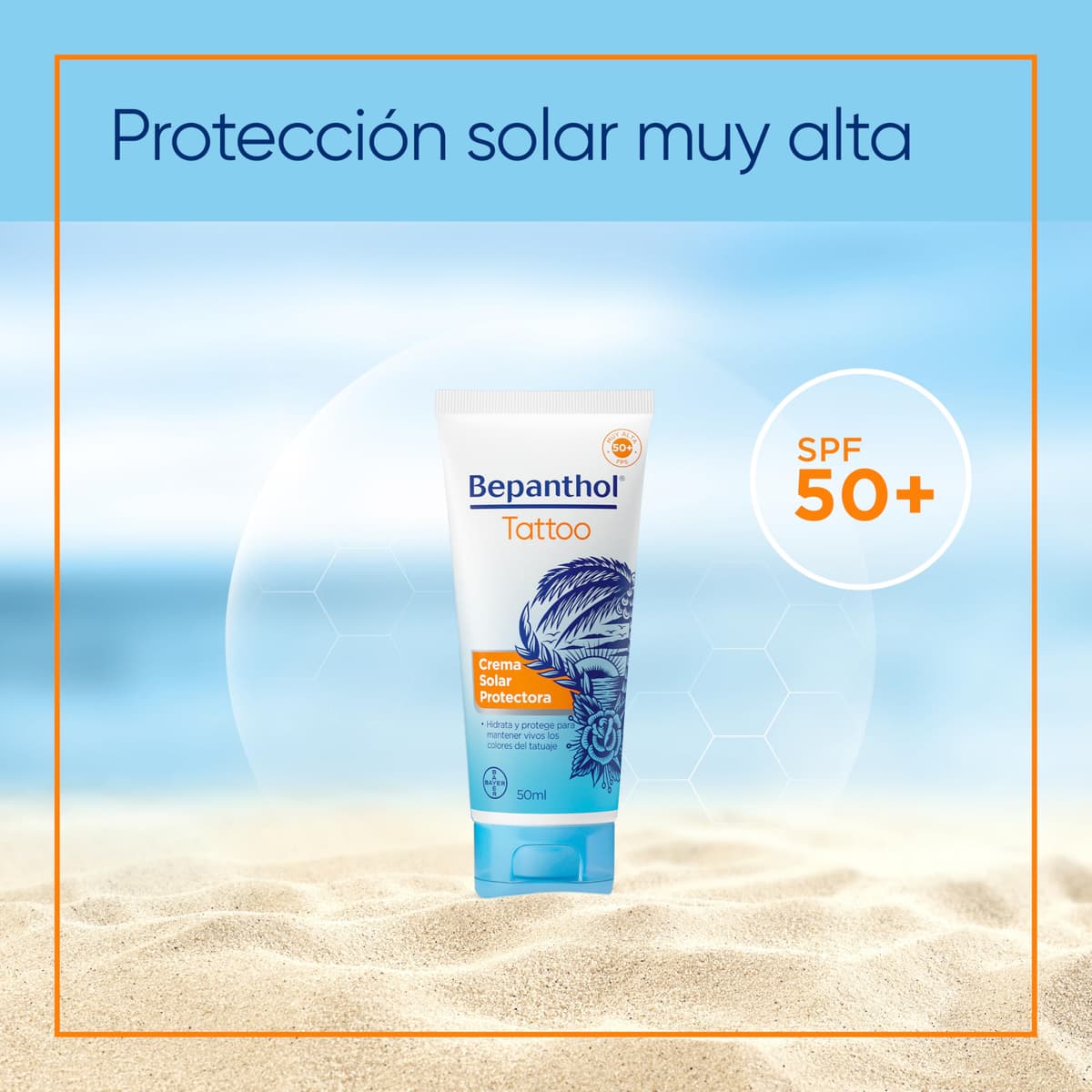 Bepanthol Tattoo Crema Solar 50, Proteccion Solar para Tatuajes SPF50, 50 ml — view 5