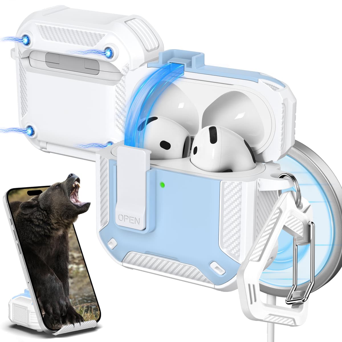 R-fun Compatible con AirPods Pro 2 Gen (Cubierta Auto emergente) con Kit de Limpieza, para Airpods Pro 2/1 Gen (2023/2022/2019), para Estuche Airpods Pro (USB-C/Lightning),Negro — view 16