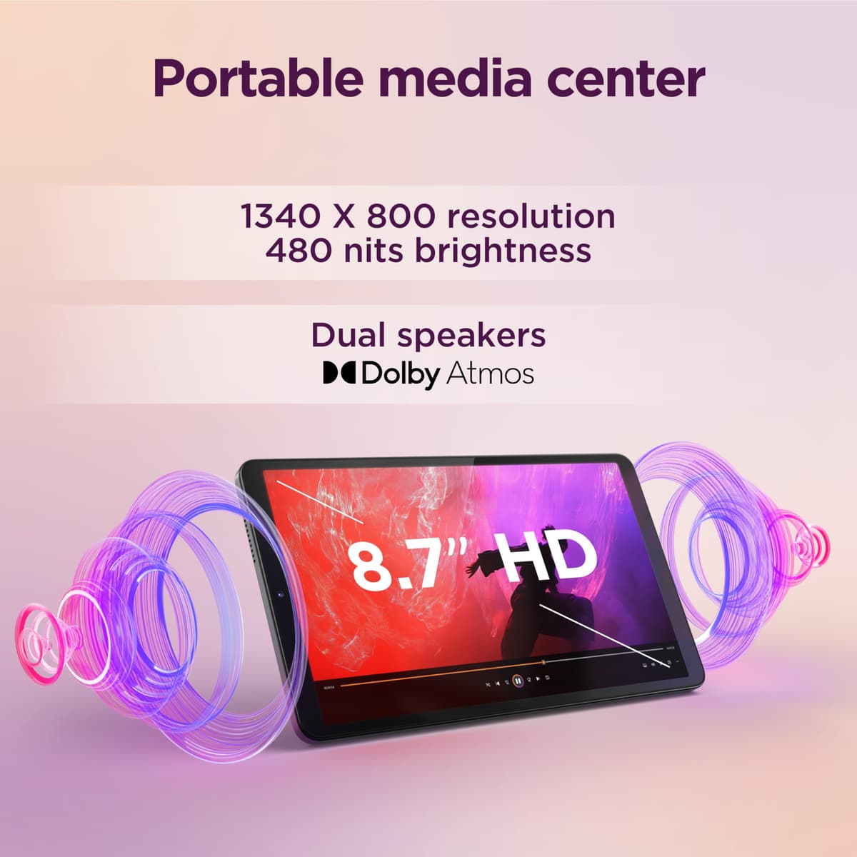 Lenovo Tab One Android Tablet | 8.7 inch HD Display | MediaTek Helio G85 | 4GB RAM | 64GB | Wi-Fi 5 | Clear Case — view 5