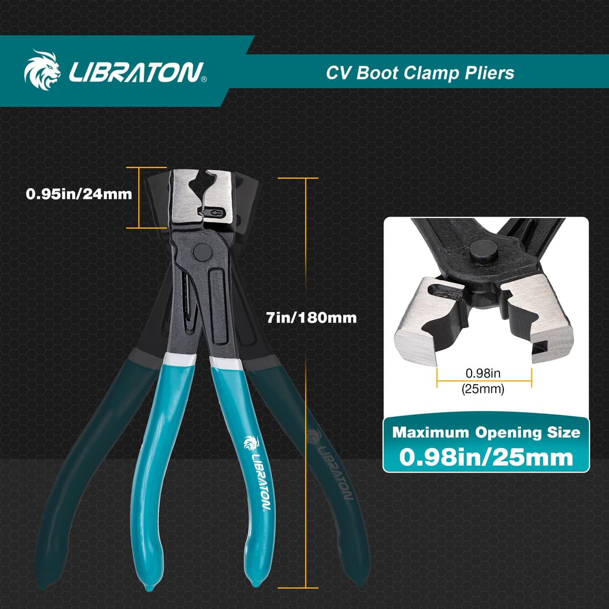 LIBRATON Car Clamp Pliers, Click&Clic-R Hose Clamp Pliers, 180mm Spring Construction Pliers, Easy to Install and Remove, for Car Maintenance — view 2