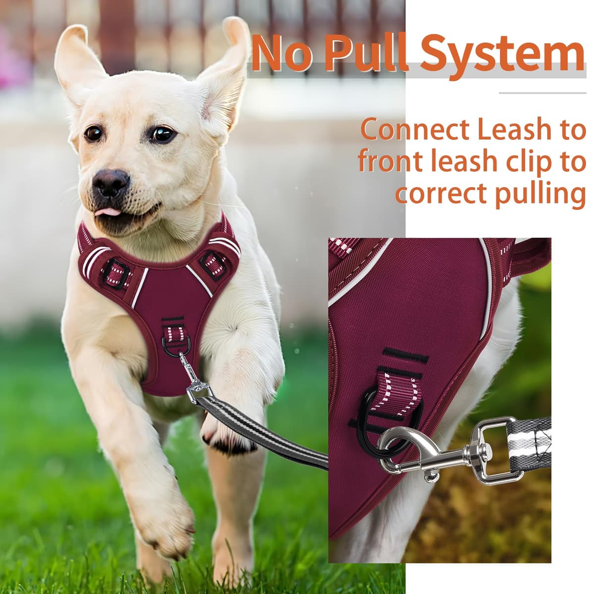 HEELE Dog Harness Medium No Pull Dog Vest Harness with Soft Handle Reflective Pet Harness for Outdoor Training Walking, Black, M — view 267