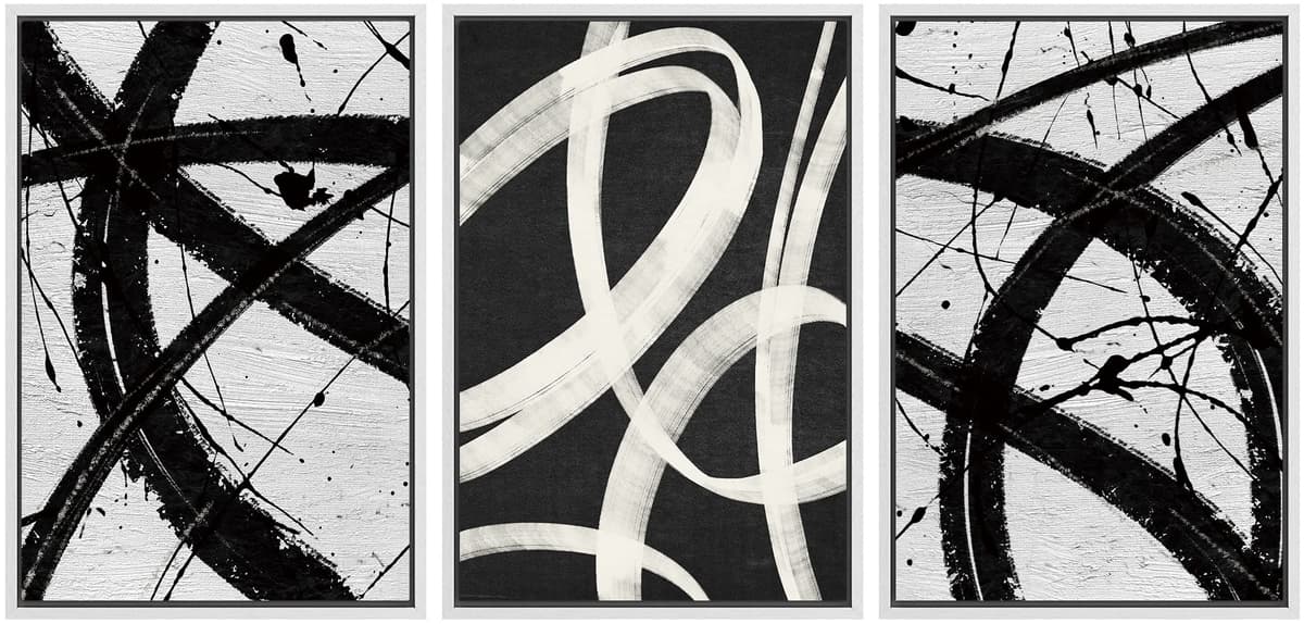 SIGNWIN Framed Canvas Print Wall Art Set Blue White Grunge Geometric Pattern Abstract Shapes Cozy Neutral Decorative Contemporary Minimal for Living Room, Bedroom, Office - 24"x36"x3 Natural — view 15
