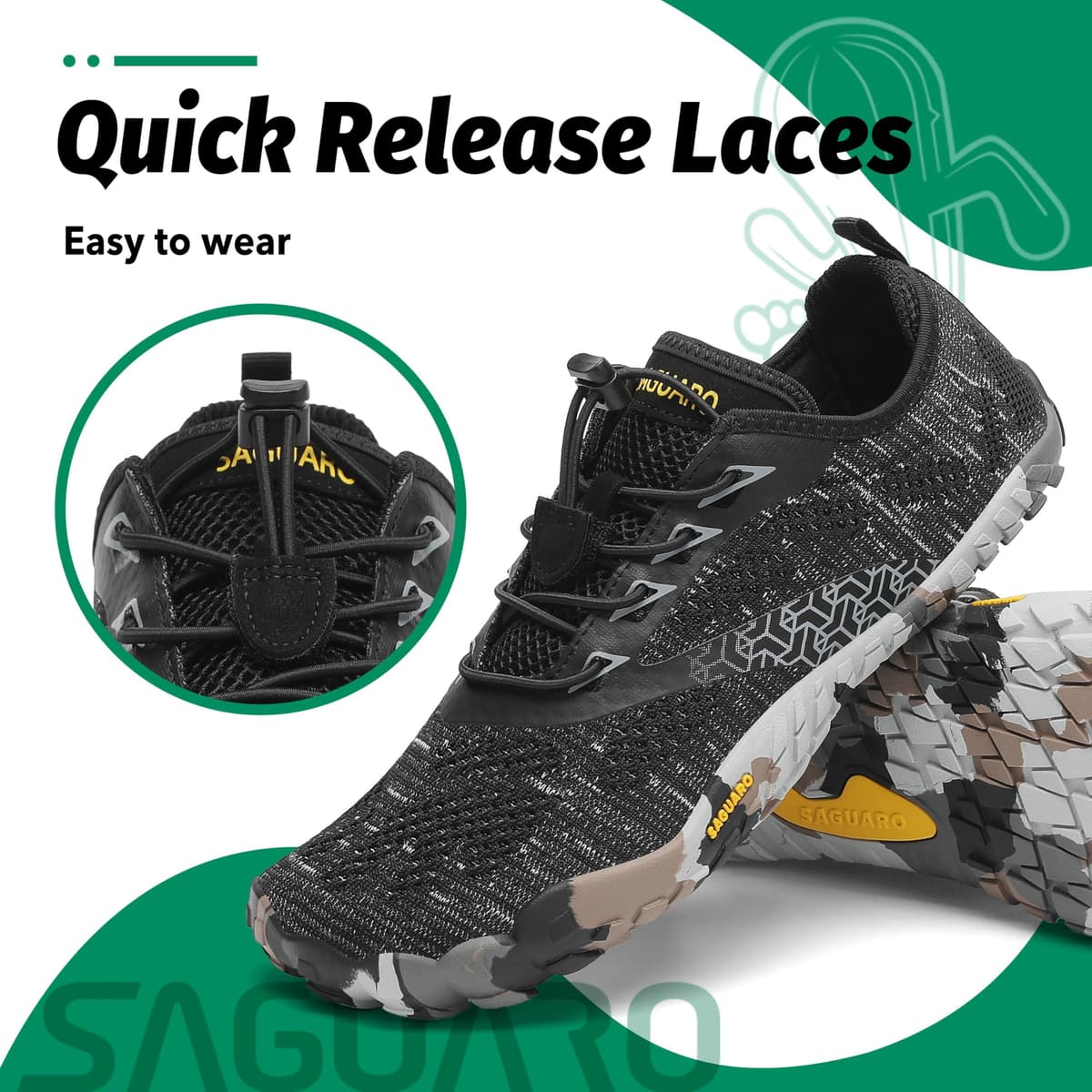 SAGUARO Versátil Minimalistas Zapatillas Ligeras Flexibles para Exterior Interior - Gym Asfalto Playa Montaña, Unisex-Adulto — view 5
