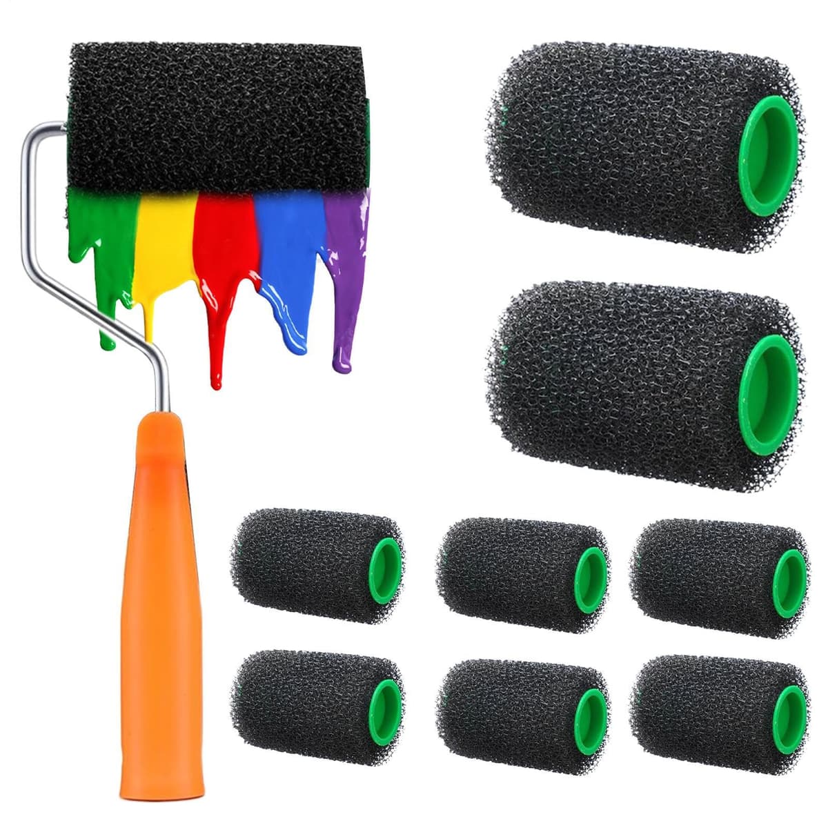 Wall Paint Roller, Painting Roller Tool Kit, 10 Piece Applicator Set, Hand Tools with Replacement Covers, Ideal for Home Improvement Projects, 10.63x3.54x5.31 inches — view 9