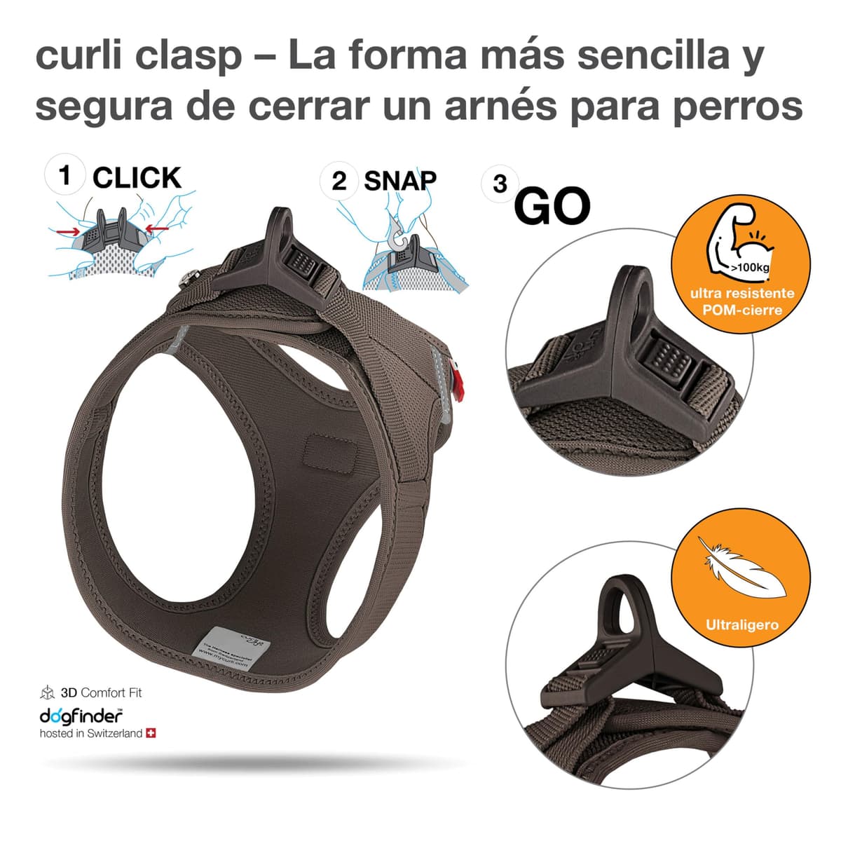 Vest Harness curli Clasp Air-Mesh Brown S — view 3