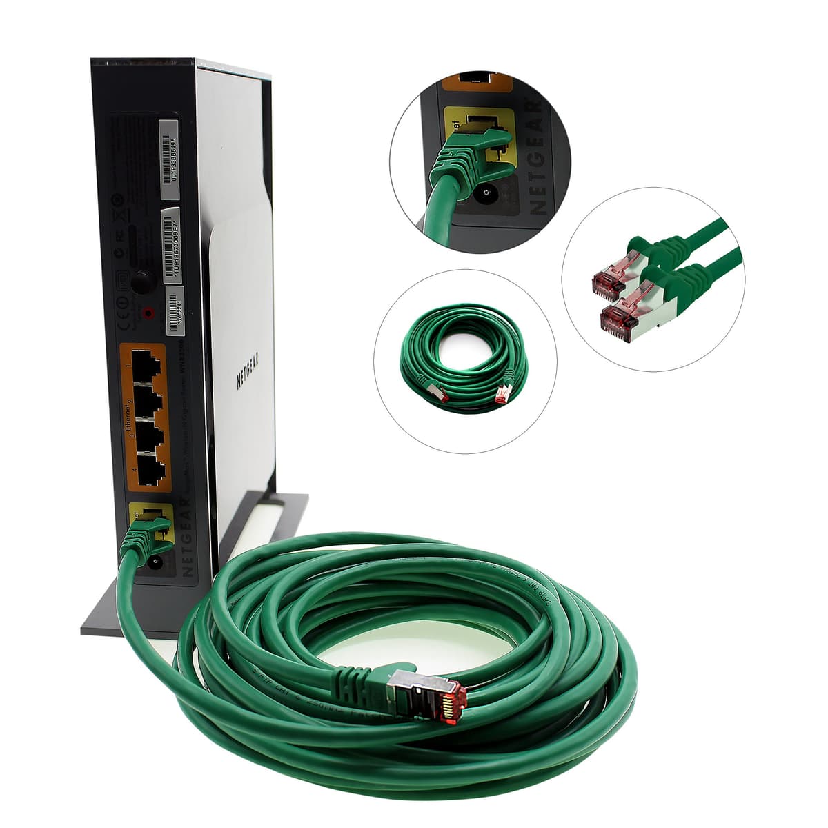 1aTTack.de - 1x 50m CAT6 patch cable S/FTP PIMF shielding CAT.6 RJ45 network cable Ethernet cable DSL LAN router switch modem patch panel - green - 1 piece — view 7