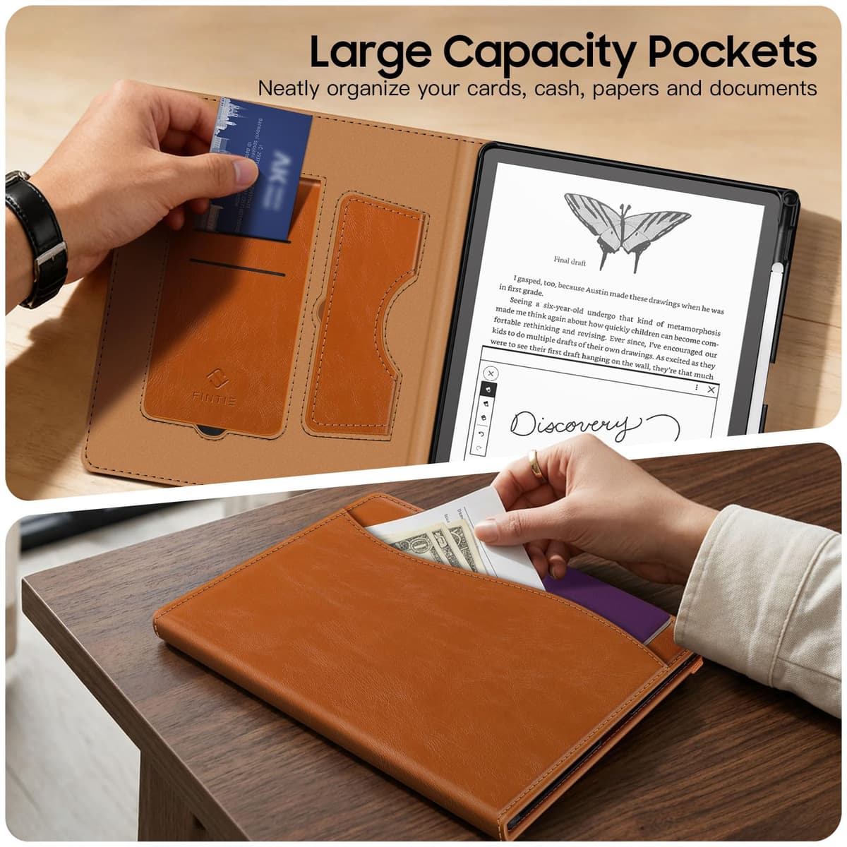 Fintie Funda con soporte para Kindle Scribe (3ª generación) y Kindle Scribe Colorsoft (1ª generación) – 2025, con soporte para bolígrafo y tarjetero, color marrón — view 4