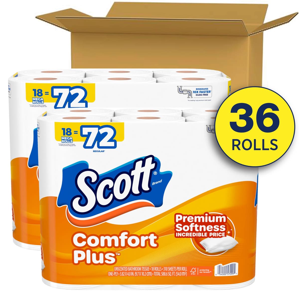 Scott Comfortplus Toilet Paper, Double Roll, Bath Tissue, 18 Count — view 29