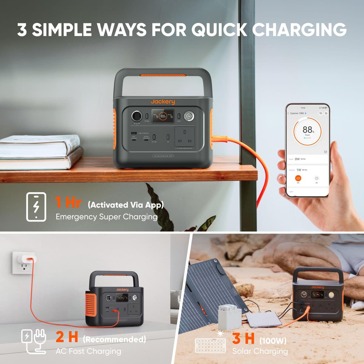 Jackery Explorer 240 v2 Portable Power Station 2024 New Version, 256Wh LiFePO4 Battery with 300W AC/100W USB-C Output, 1Hr Fast Charging, Versatile Scenarios-Outdoor/Camping/Fishing/Picnics — view 5