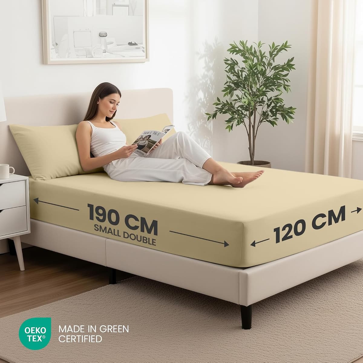 Utopia Bedding Fitted Sheet Small Double (2 Pack), Beige - Deep Pocket 14 inch (30 cm) - Oeko Tex Certified - Easy Care - Sof