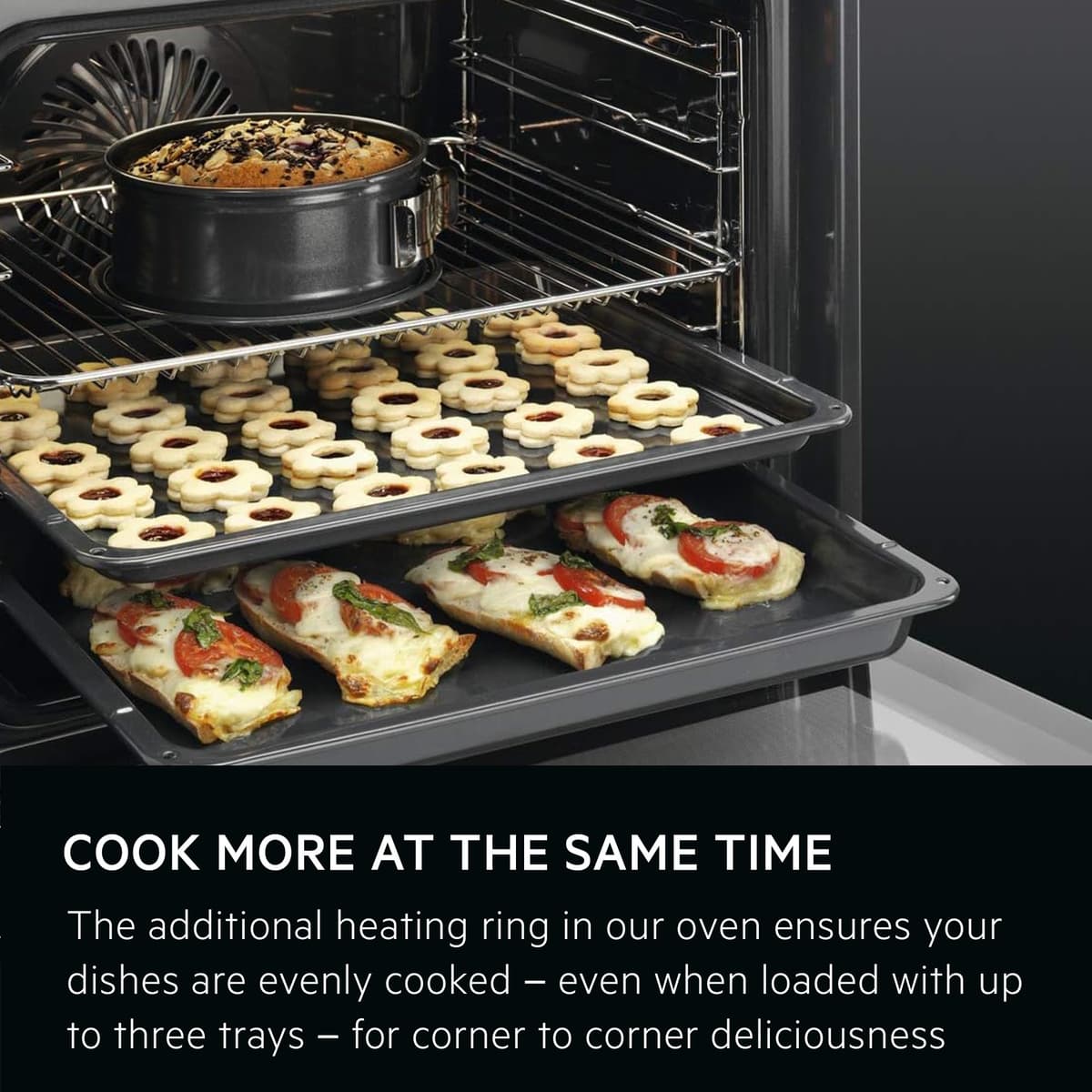 AEG 6000 Series SurroundCook Built In Oven, BSX23101XM, 65L, Aqua Clean, LED Display, Multilevel Cooking, Stainless Steel, Anti-fingerprint, Grill,Defrost, Moist Fan Baking, A — view 3