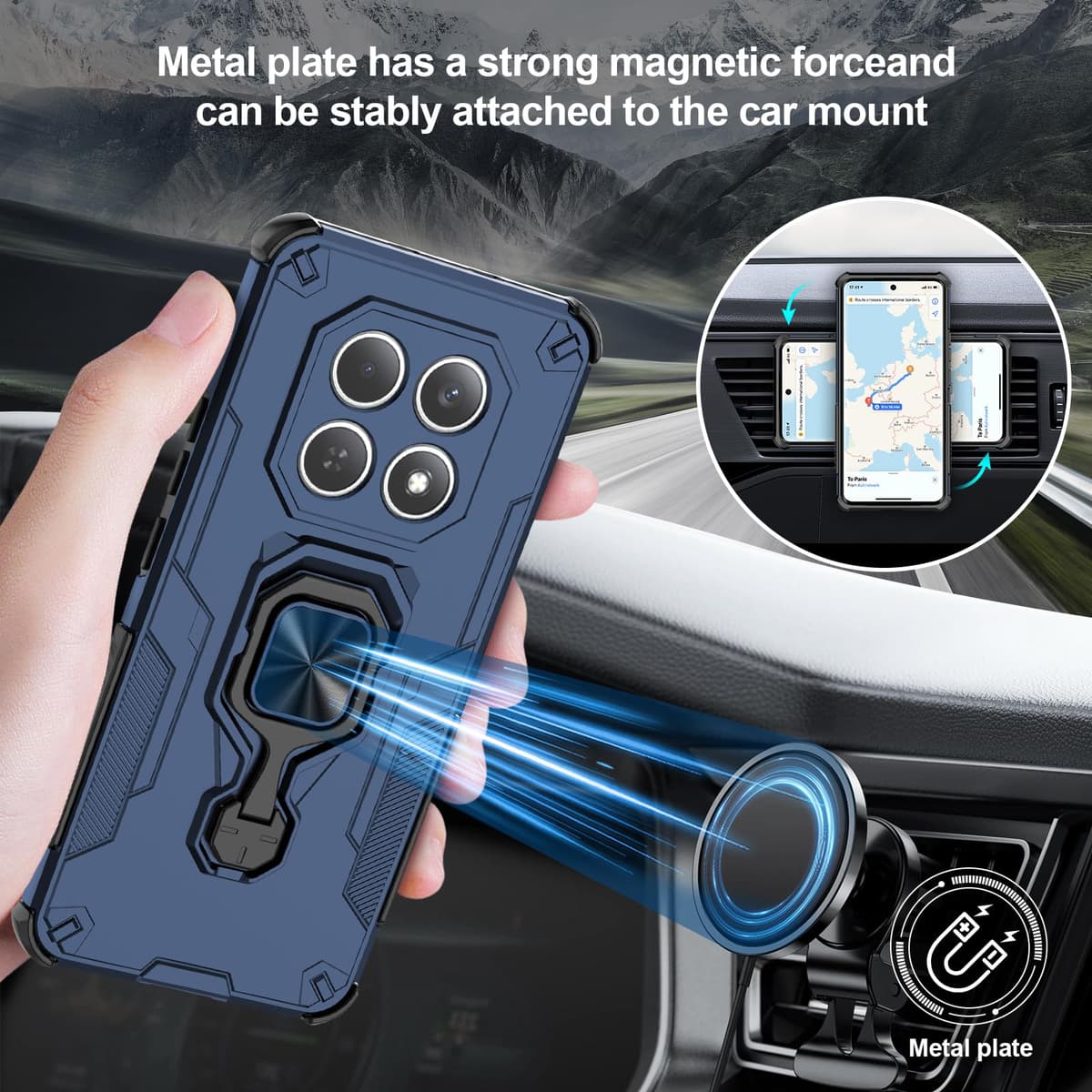 Funda para CMF Phone 2 Pro, Carcasa Antigolpes con Soporte anular metálico, Case Protectora de Grado Militar, Negro — view 969