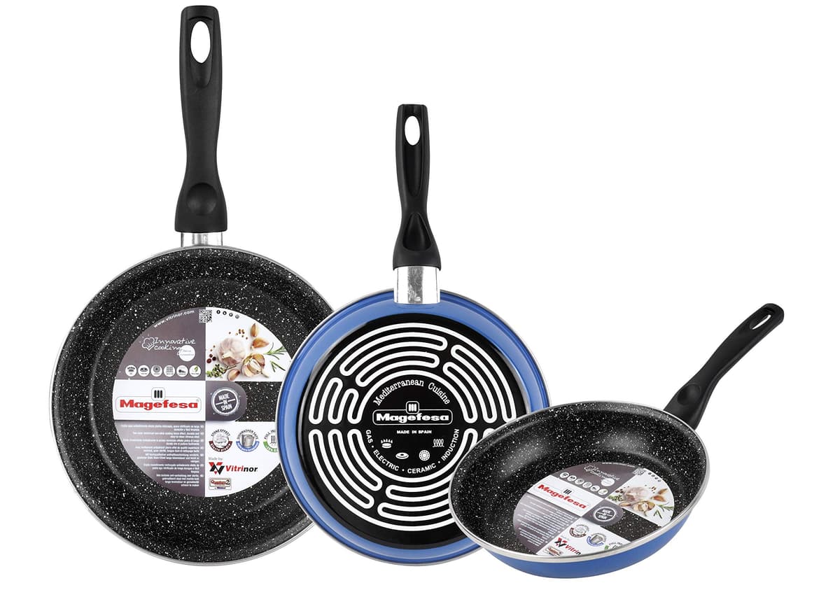 Magefesa K2 Gransasso set de 3 sartenes 24/26/28cm. Exterior gris, antiadherente bicapa efecto piedra, aptas para todo tipo de cocinas, especial inducción. Hasta 50% de ahorro energético. — view 9