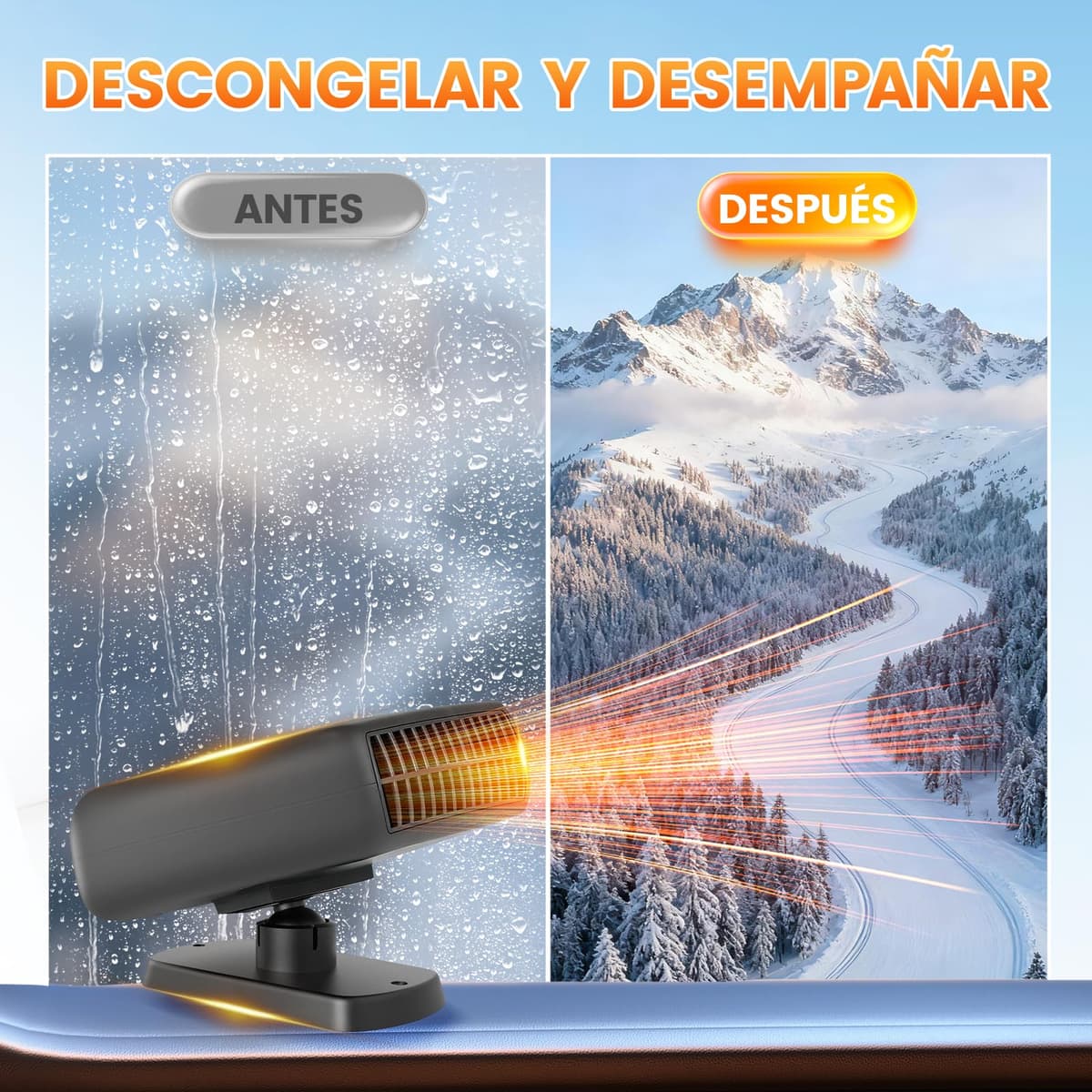 Blytra Calentador Coche 12V 200W, Calentador para Coche Encendedor 12V con Función Calefacción/Ventilación, Rápido Descongelador 360° para Coches y Furgonetas, Negro, 1 — view 5