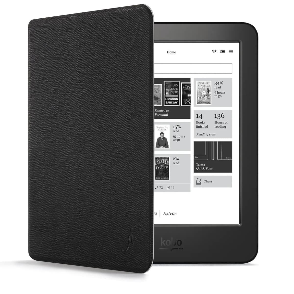 Forefront Cases Funda para Kobo Aura Edition 2 (Modelo: N236, 2016) - Delgado, Ligera y Protectora Funda para Kobo Aura Edition 2 (6") - Smart Auto Sueño Estela Función (Carcasa) - Negro — view 27