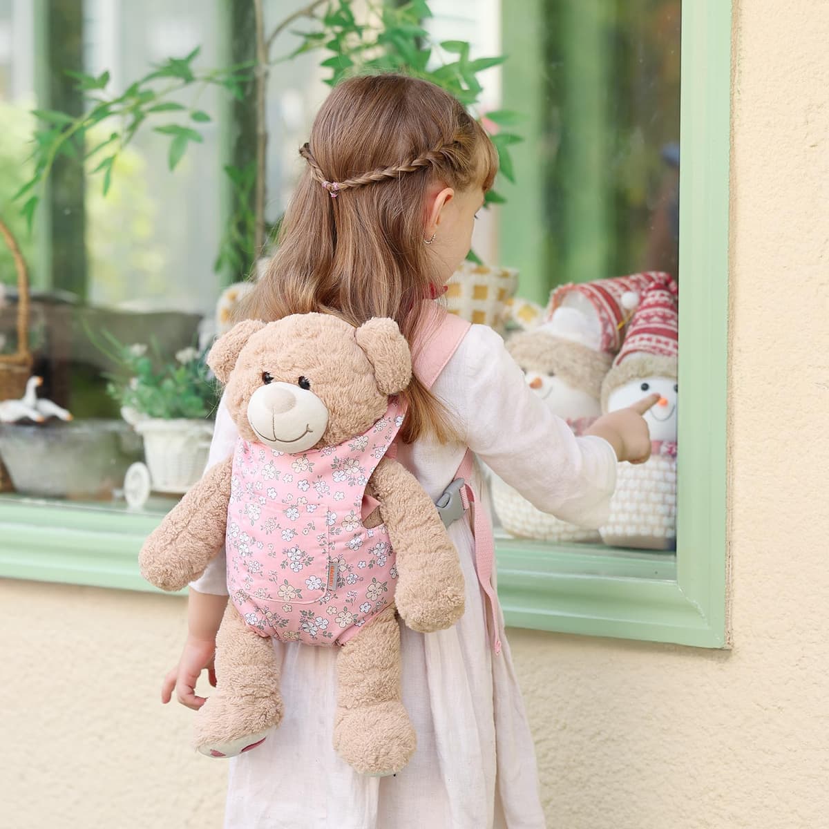 GAGAKU Transportador de muñecas para niños pequeños, portabebés para muñecas, Accesorios, portabebés para niñas pequeñas, Color Rosa (Flores de Pera) — view 3