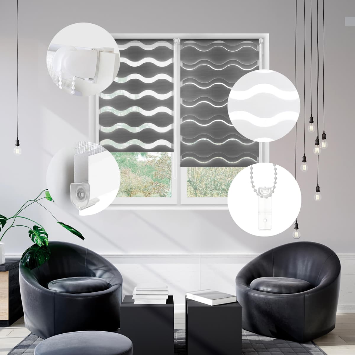 Blindecor Indus SIN HERRAMIENTAS | Estor Enrollable Sin Taladrar de Doble Capa | Color Blanco 40 x 130 cm (ancho x largo) | Tamaño de la Tela 37 x 125 cm — view 61