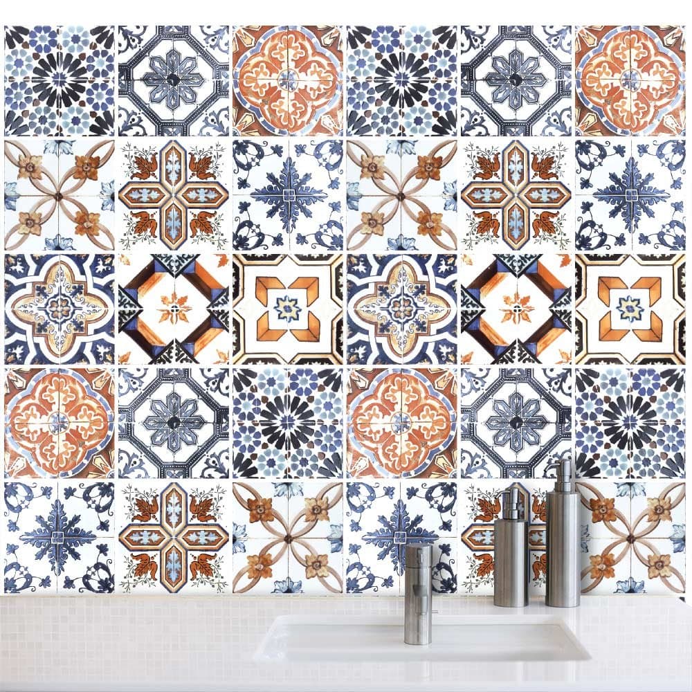 RE-COVERTILES - Pegatinas Azulejos Cocina y Baño Stickers de PVC Impermeables Antiarañazos Decoración de Pared Baldosas Peel and Stick - Modelo 24 Pzas 10x10 cm PS00179 Made in Italy — view 36