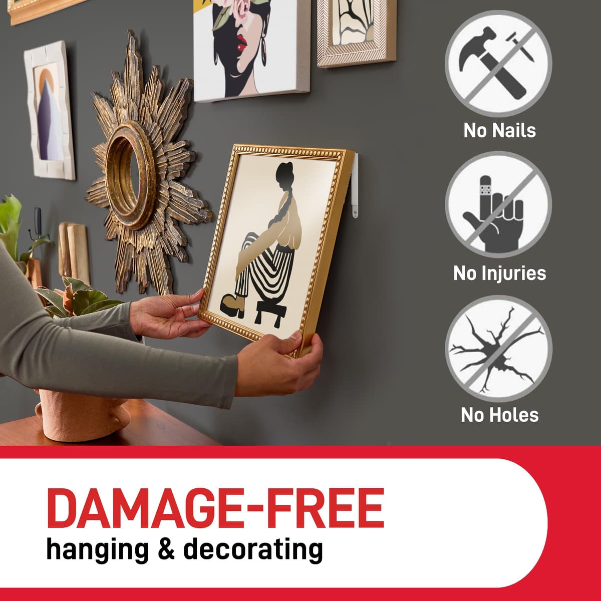 Command Picture Hanging Strips, Large, Value Pack - 14 Pairs (28 - for Frames, Mirrors, Wall décor - Damage Free Hanging, White — view 2