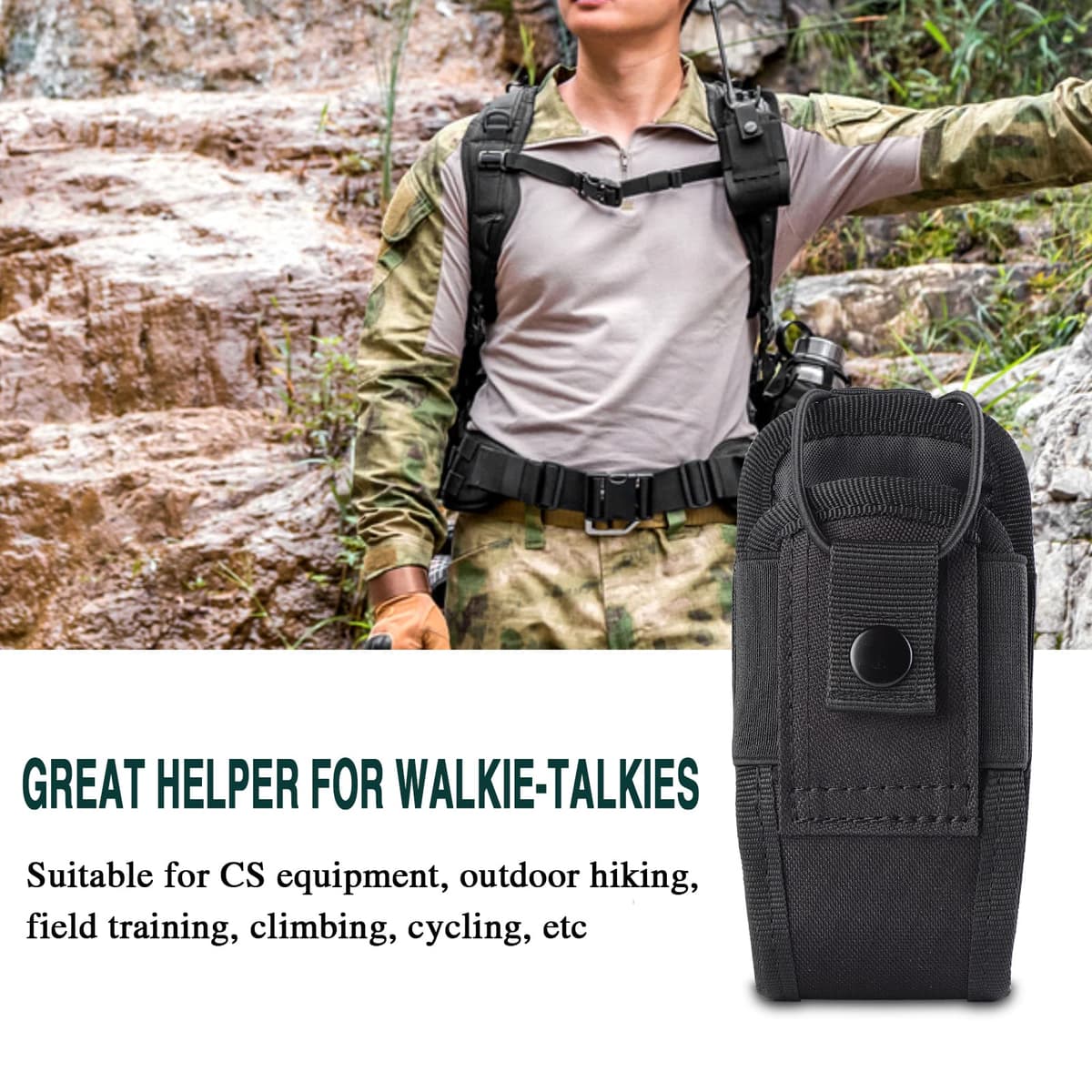 Kyrio Funda para Walkie Talkie, Bolsa para Walkie Talkie, Bolsa Militar Soporte Radio Walkie Talkie para Outdoor, Caza, Táctica, Acampada, Senderismo — view 3
