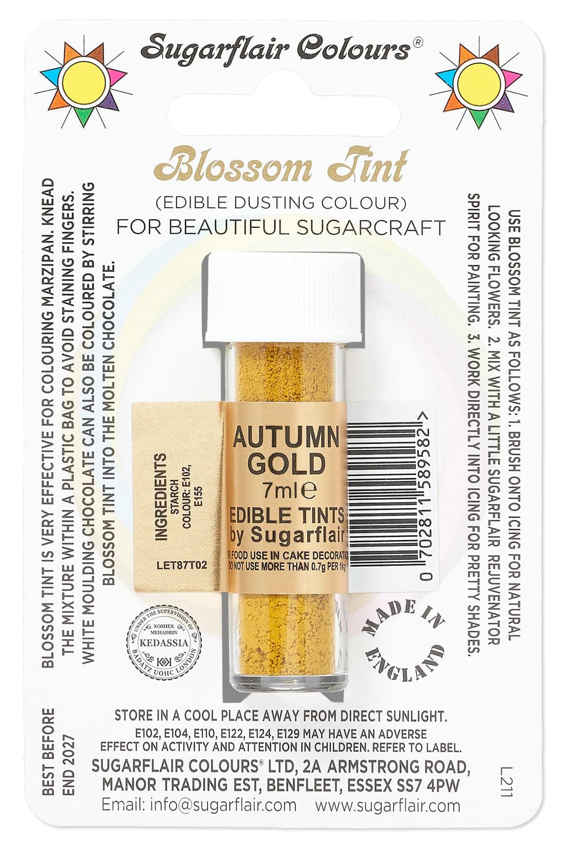 Sugarflair Blossom Tint Grape Violet Food Colouring and Dusting Powder, Matt Finish, Brush On or Mix with Rejuvenator Spirit to Create a One of A Kind Cake - 7ml — view 4