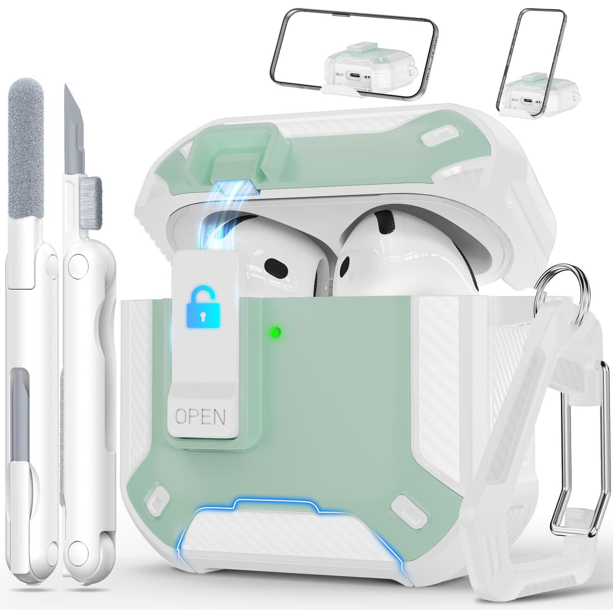 RFUNGUANGO Compatible con Airpods 4 Estuche (2024) con Kit de Limpieza, Clip de Bloqueo Seguro y Estuche de Protección a Prueba de Golpes para Airpods 4ta Generación Lanzamiento 2024,Cielo Estrellado — view 66