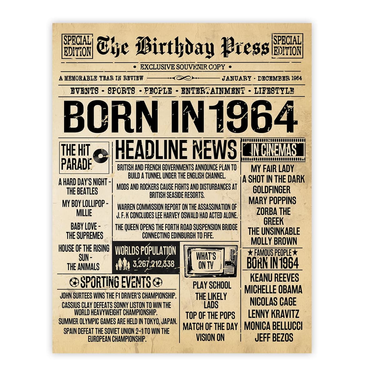 Stuff4 50th Birthday Poster Unframed - Born In 1976 Vintage Newspaper - Happy 50th Birthday Gifts for Women Men Retro Back In 1976, 8x10 Inch Decor Decoration Bday Party — view 80