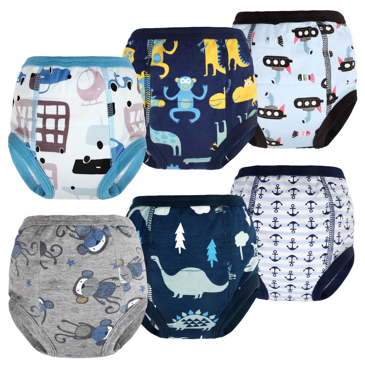 FLYISH DIRECT Potty Training Pants, Reusable Training Pants for Toddlers, 6 Packs of Car Potty Trainer Underwear for Boys, 2 Years, Blue Car — view 14