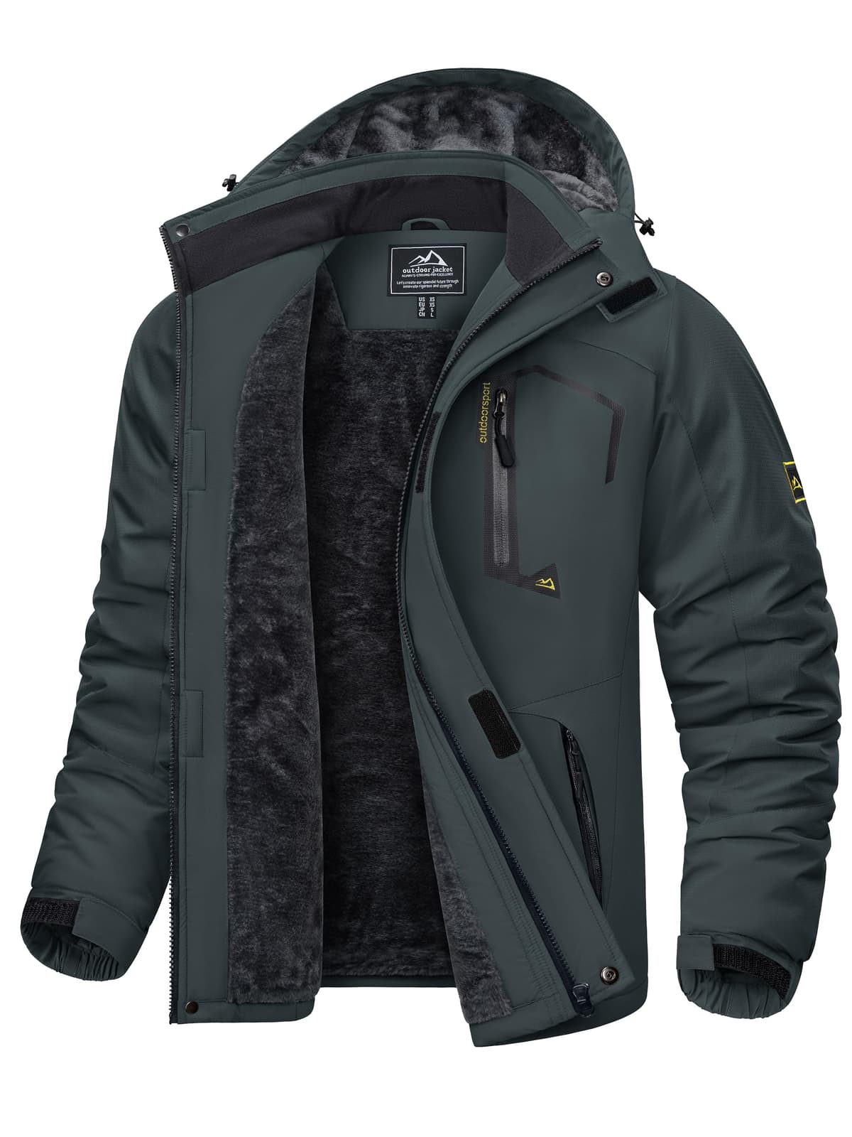 KEFITEVD Hombre Impermeables Lana Chaquetas Impermeables Esquí Cálidos Invierno Abrigos Térmicos Exteriores Abrigos con Capucha Desmontable — view 14