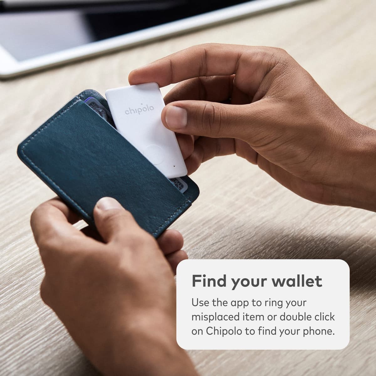 Chipolo Tarjeta, 1 unidad, buscador de billeteras, rastreador Bluetooth para cartera, características premium gratuitas, funciona con la aplicación Chipolo (compatible con iOS y Android), color blanco — view 2