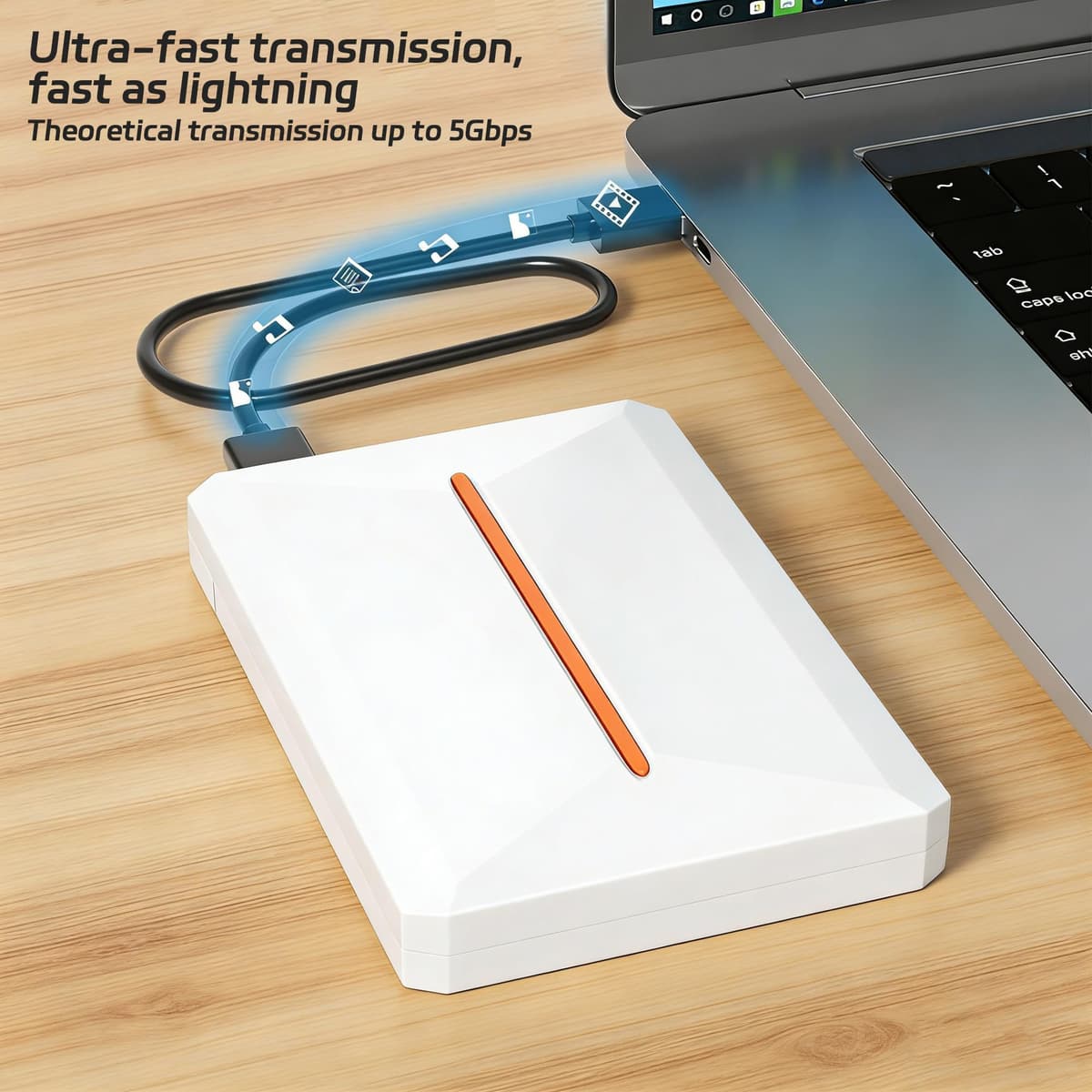 Unidad externa de estado sólido de 2 TB de alta velocidad, disco duro externo portátil delgado de hasta 5 Gbps, USB 3.0, Plug and Play, compatible con discos duros SATA de 2.5 pulgadas — view 2