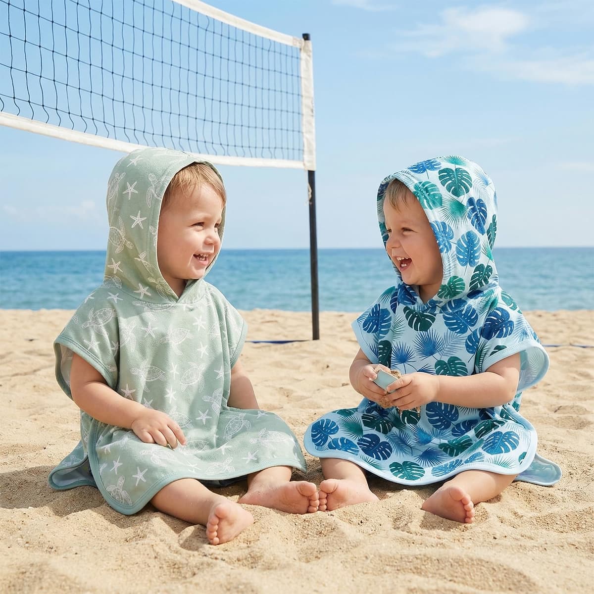 Geagodelia Hooded Swimming Poncho Towels for Kids Toddler Baby Boys Cute Print Terry Towelling Soft Changing Robe Towel Beach Cover Up — view 4