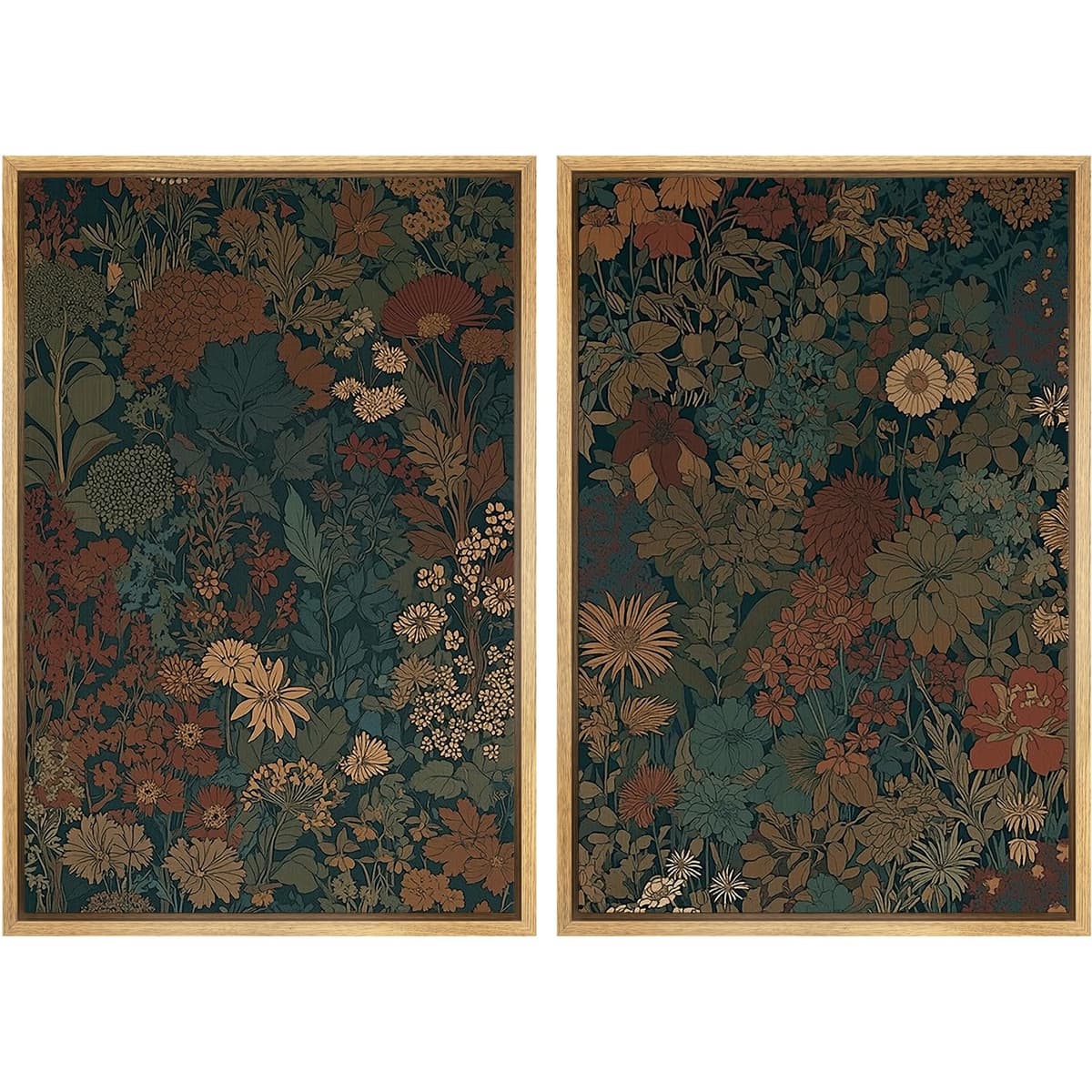 SIGNFORD Framed Canvas Print Wall Art Set Soft Hydrangea Pair Light Blue Florals with Green Leaves Illustration Modern Art Decorative Nordic Nature for Living Room, Bedroom, Office - 24"x36"x2 White — view 94