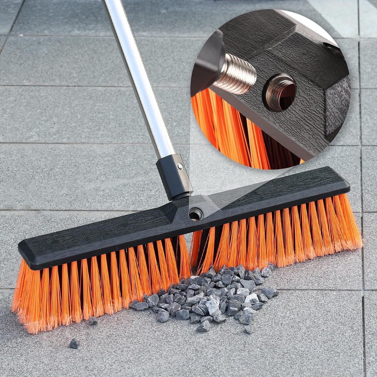 Mitclear 45 cm Outdoor Brush with Extendable Handle (163 cm), Heavy Duty Outdoor Broom with Hard Bristles, Sweeper Brush for Garden, Artificial Lawn, Terrace, Garage, Patio, Sidewalk — view 5