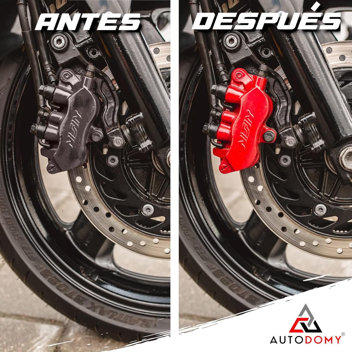 Autodomy Pintura para Pinzas de Freno Anticalorica 400ml Resistente a Altas Temperaturas | Pintura Pinzas de Freno Coche y Moto + Limpia Frenos Spray + Cepillo de Acero con Cerdas — view 8