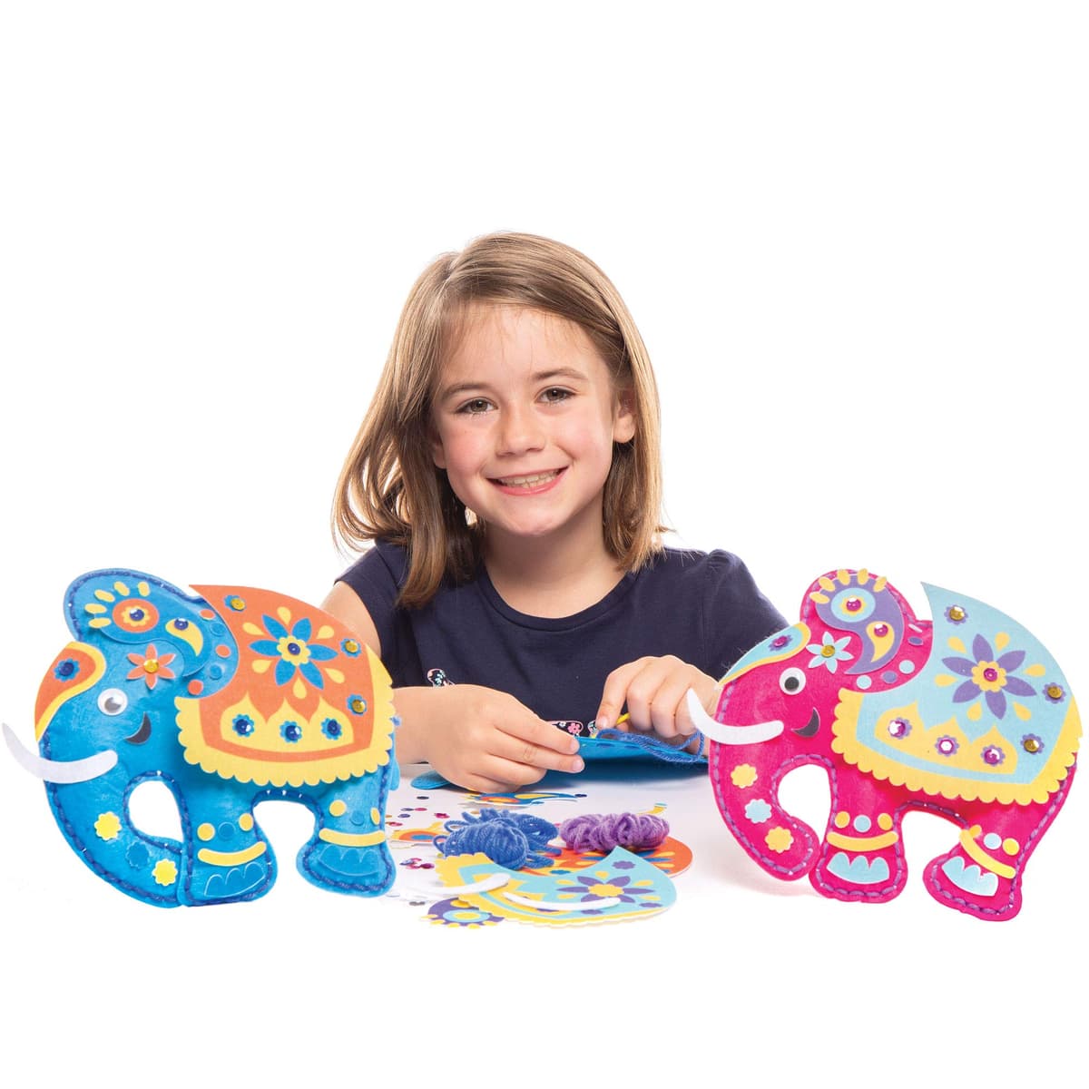 Baker Ross Sewing Kits Ambari Elephant Cushion (Pack of 2) - Arts & Crafts for Kids