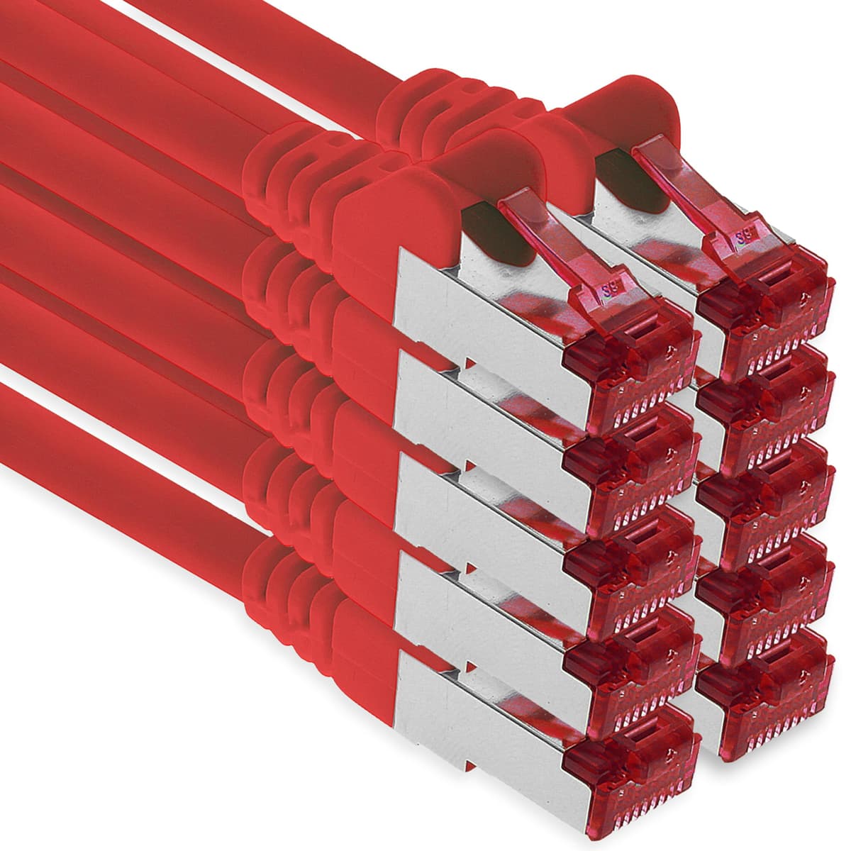 1aTTack.de - 1x 10m CAT6 patch cable S/FTP PIMF shielding CAT.6 RJ45 network cable Ethernet cable DSL LAN router switch modem patch panel - blue - 1 piece — view 42