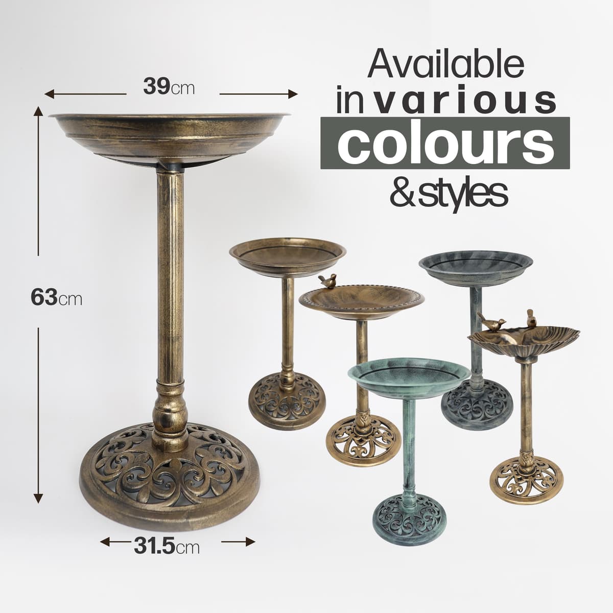 DIVCHI Bird Bath for Garden Freestanding Birdbaths Wild Birds Baths Feeder Bowl Pedestal Birdbath for Outdoors Patio Yard & Lawn Décor (Bronze Classic Bird Bath) — view 5