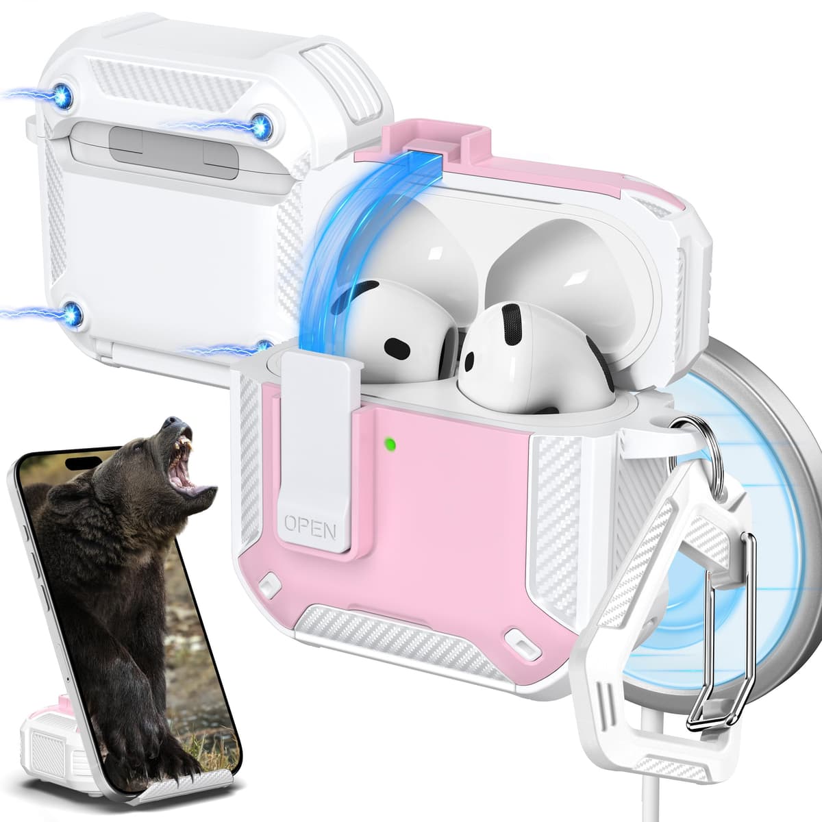 R-fun Compatible con AirPods Pro 2 Gen (Cubierta Auto emergente) con Kit de Limpieza, para Airpods Pro 2/1 Gen (2023/2022/2019), para Estuche Airpods Pro (USB-C/Lightning),Negro — view 34