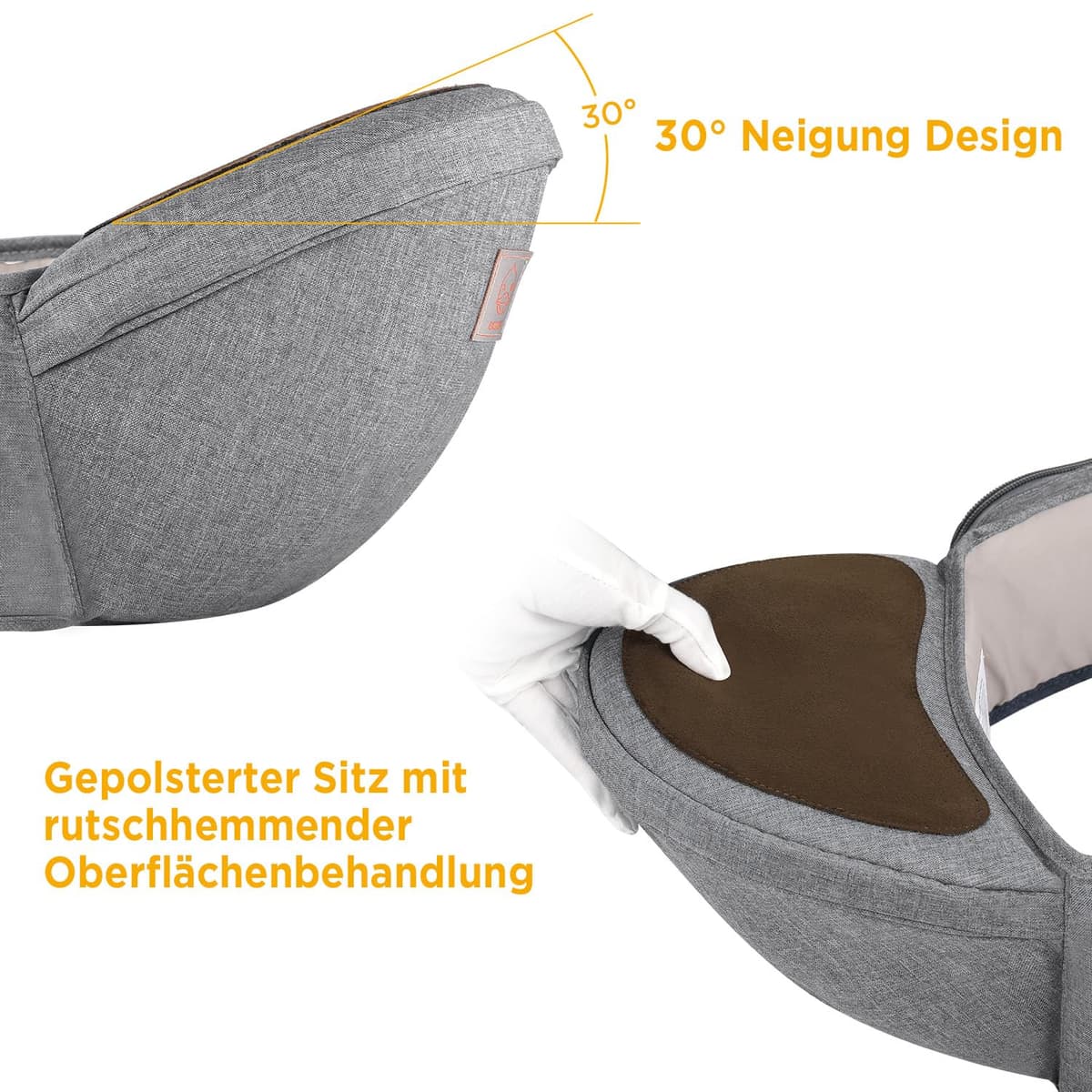 GAGAKU Portabebé Taburete de Cintura para Bebé 0-36 Meses Recién Nacido - Gris Poliéster — view 3