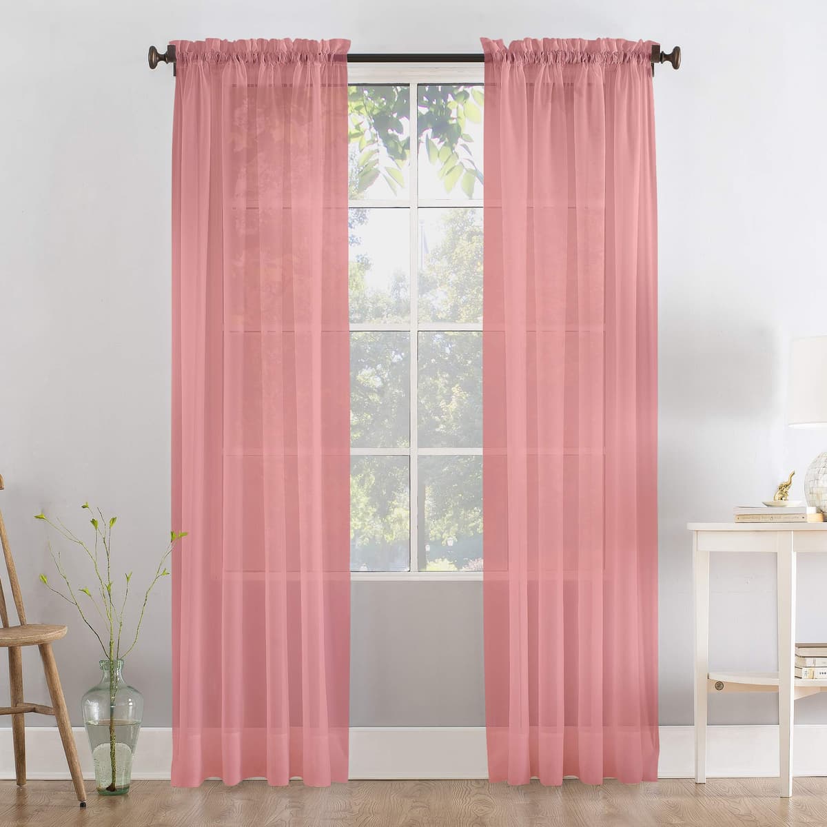 Megachest a pair of slot top voile curtains (Pure White, 56" wideX81 drop 2 Panels) — view 8