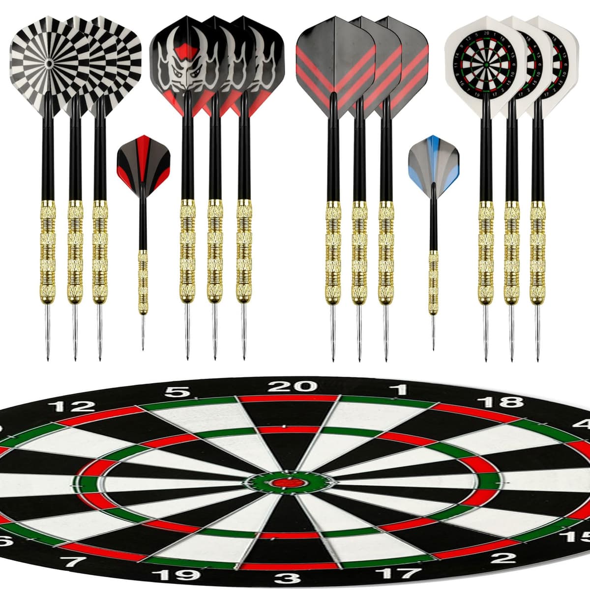 18 Piezas Dardos con Punta de Metal, Punta Acero Darts, Juego de Dardos con Caña y Plumas, para Principiantes y Aficionados, Incluye Piedra para afilar Dardos y Funda para Dardos — view 5