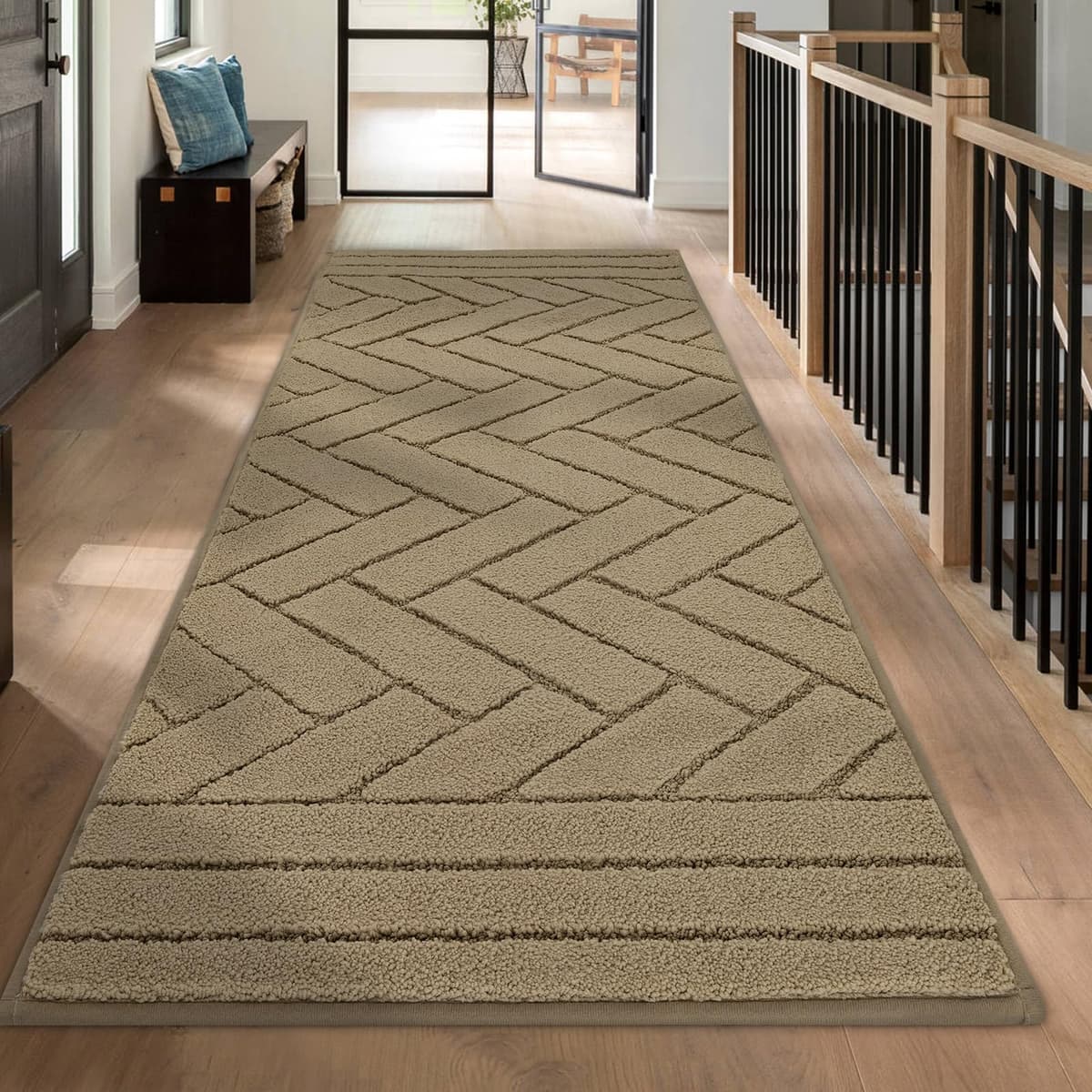 Biscpro Door Mats Indoor,Dirt Trapper Mat Absorbent Non-Slip Low Profile Doormat for Entrance,Inside, Kitchen,Front Door Mat Washable for Pets and Dogs— 50x80cm,Grey — view 92
