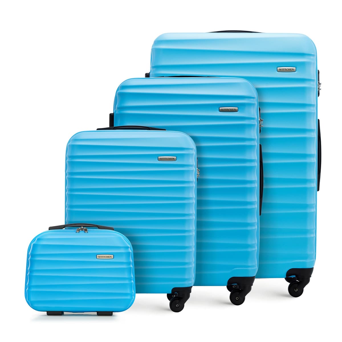 WITTCHEN Maleta Grande Trolley ABS rígido para facturación con 4 Ruedas giratorias Cerradura de combinación asa telescópica Groove Line Negro Ryanair/Vueling/Iberia/easyJet/Iberia Express — view 47